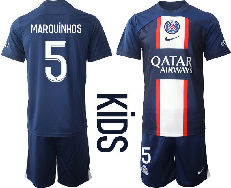 Youth 2022-2023 Club Paris St German home blue 5 Soccer Jersey